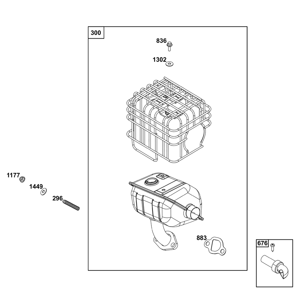Exhaust Group Diagram and Parts List for 13R232-0004-H5 100000 - 19Z999 Briggs and Stratton Engine